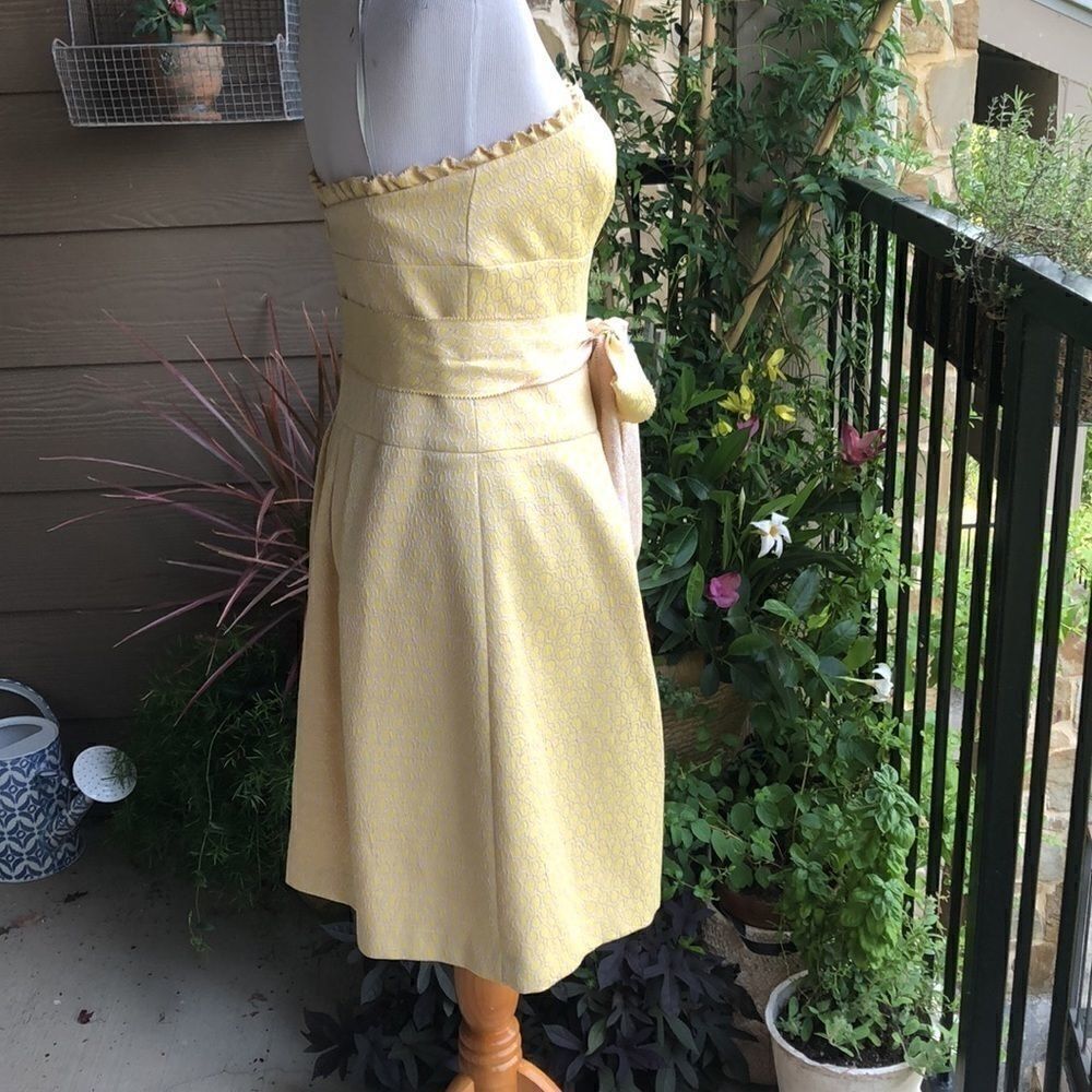 COPY - Kay Unger Gorgeous Pale Yellow Midi Cocktail Dress - Picture 5 of 12